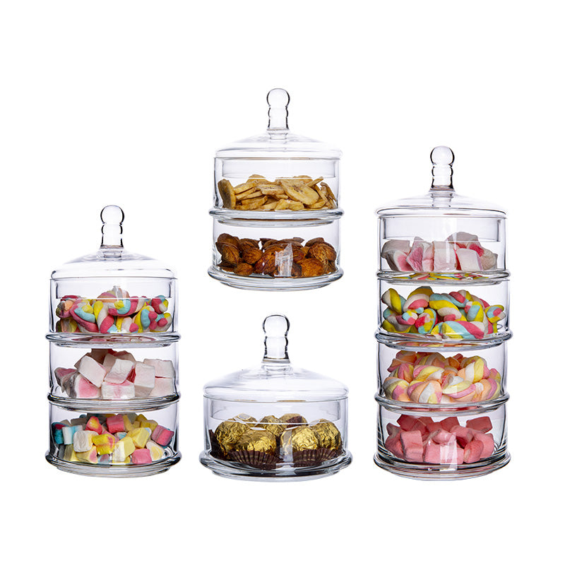 Crystal Glass Candy Jar With Lid Sugar Coffee Storage Bowl