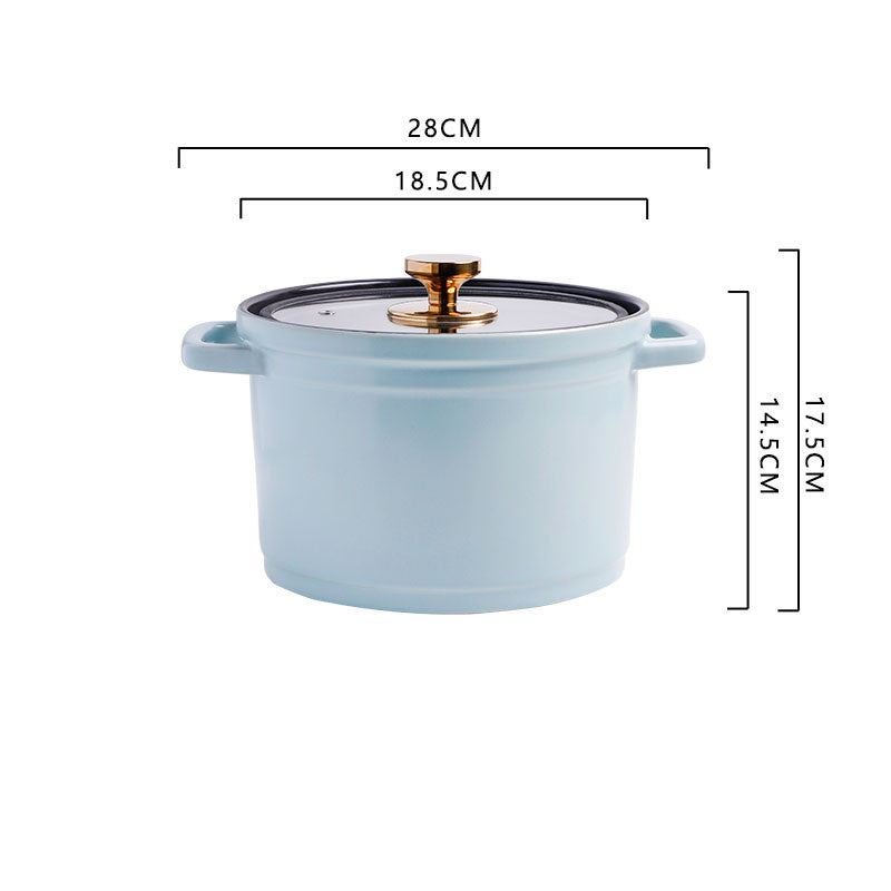 Nordic Style Ceramic Large Capacity Glazed Stock Pot For Cooking Soup