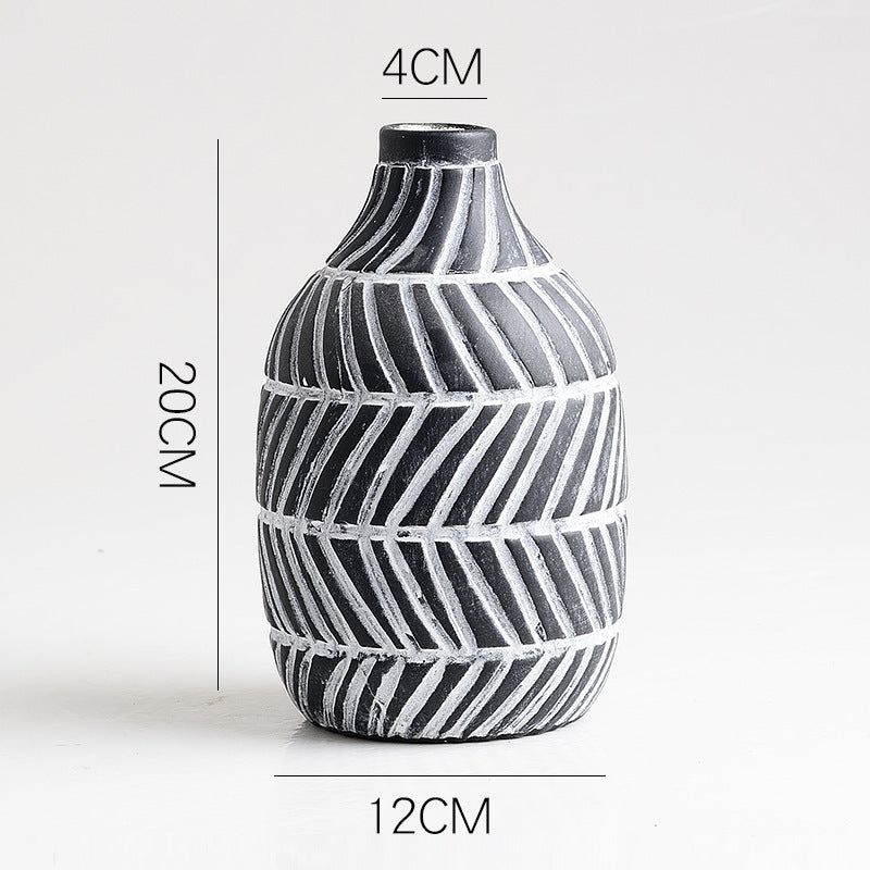 Ceramic Vase Simple Handmade Flower Arrangement Hydroponic Decor