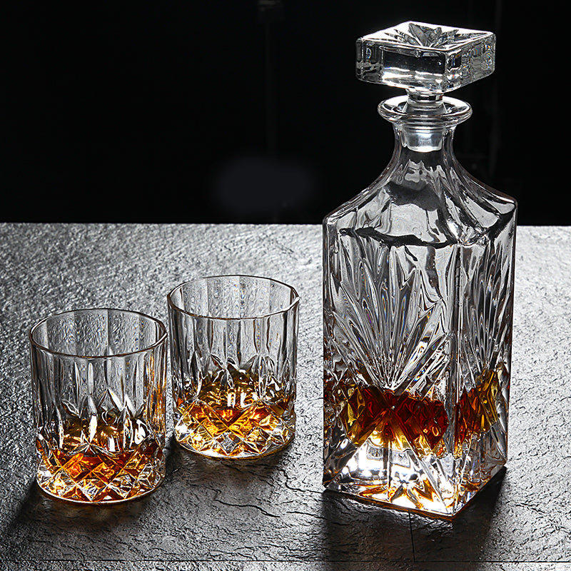 Lead Free Crystal Elegant Glass Set With Decanter Bottle 6 Piece