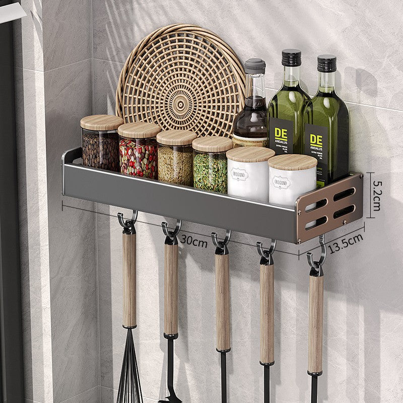 Gun Gray Aluminum Punch-Free Kitchen Storage Rack Multi-Functional