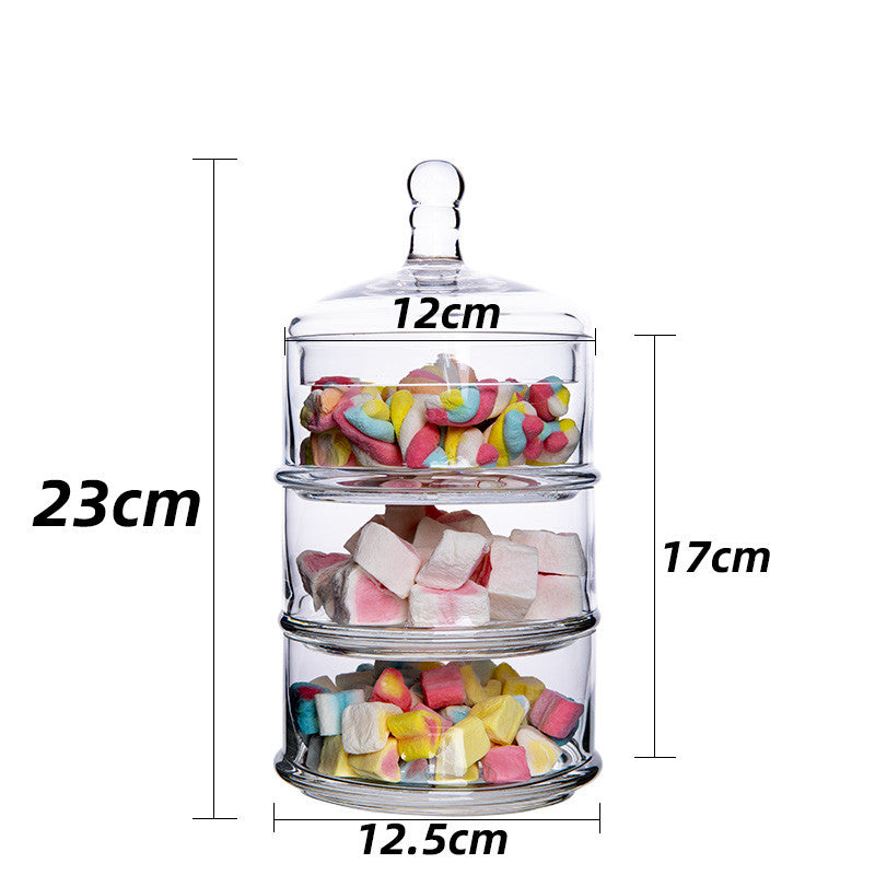 Crystal Glass Candy Jar With Lid Sugar Coffee Storage Bowl