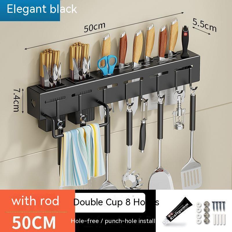 Stainless Steel Kitchen Knife Holder Chopstick Storage Rack Punch-Free