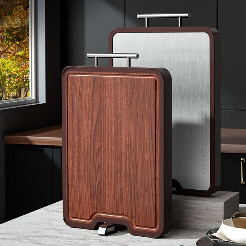 Stainless Steel Ebony Double Sided Antibacterial Cutting Board