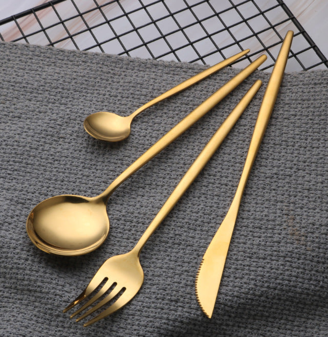 Black Gold Stainless Steel Cutlery Set Western Tableware