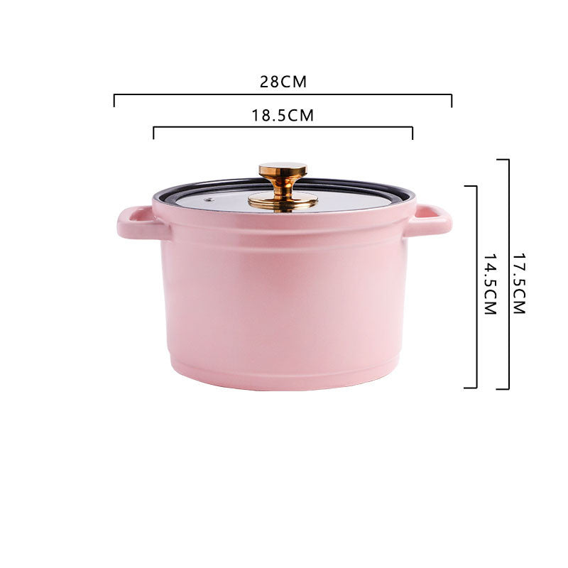 Nordic Style Ceramic Large Capacity Glazed Stock Pot For Cooking Soup