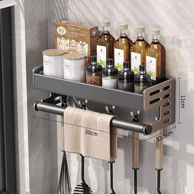 Gun Gray Aluminum Punch-Free Kitchen Storage Rack Multi-Functional