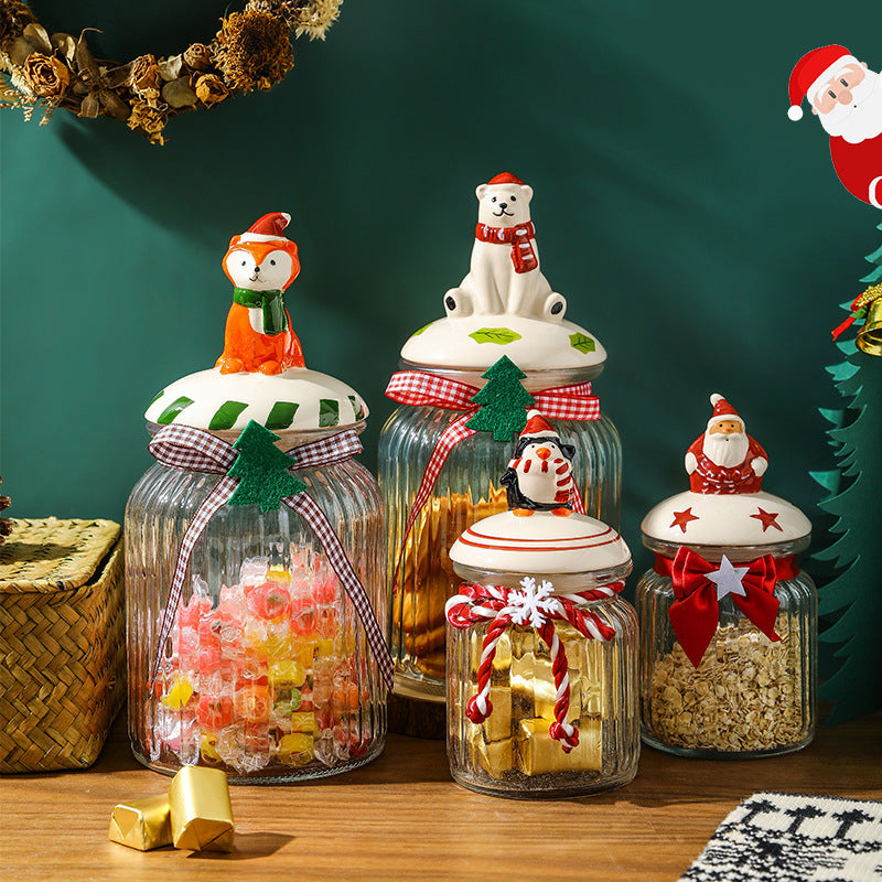 Glass Snack Storage Jar Sealed Candy Biscuit Nut Container