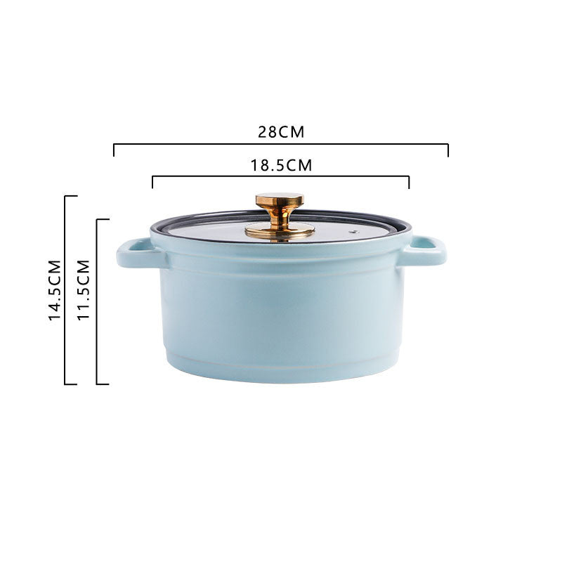 Nordic Style Ceramic Large Capacity Glazed Stock Pot For Cooking Soup