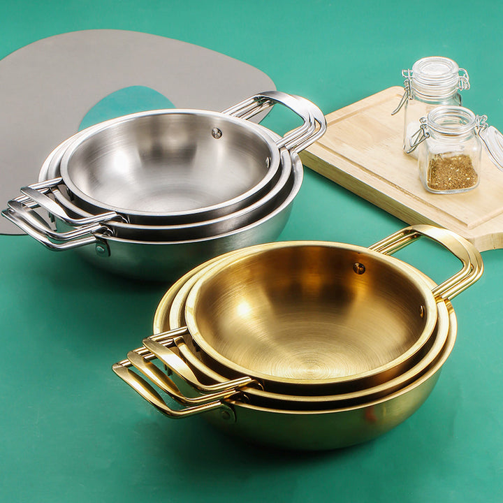 Stainless Steel Thickened Double Ear Griddle Cooking Pan
