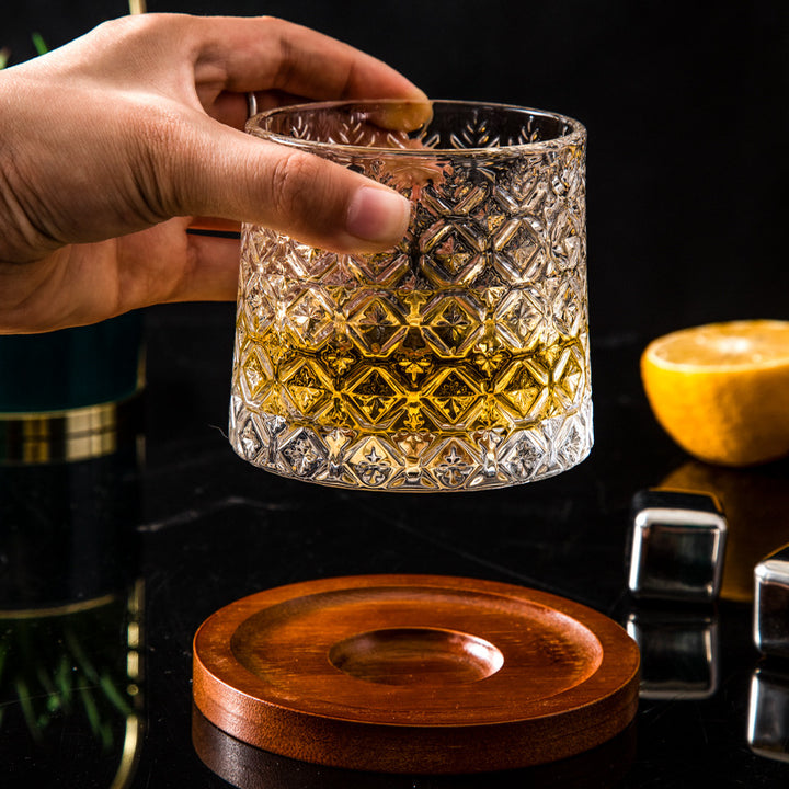 Rotating Crystal Tumbler Glass Creative Drinkware