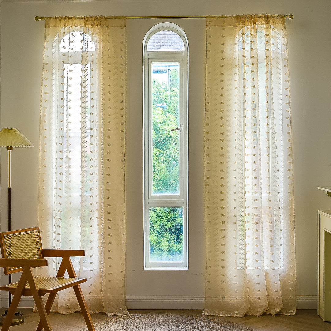 Bohemian Tufted Textured Embroidered Floral Curtains