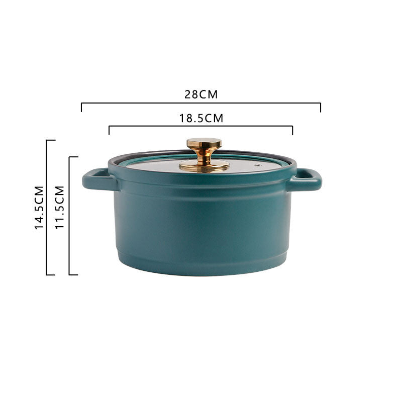 Nordic Style Ceramic Large Capacity Glazed Stock Pot For Cooking Soup