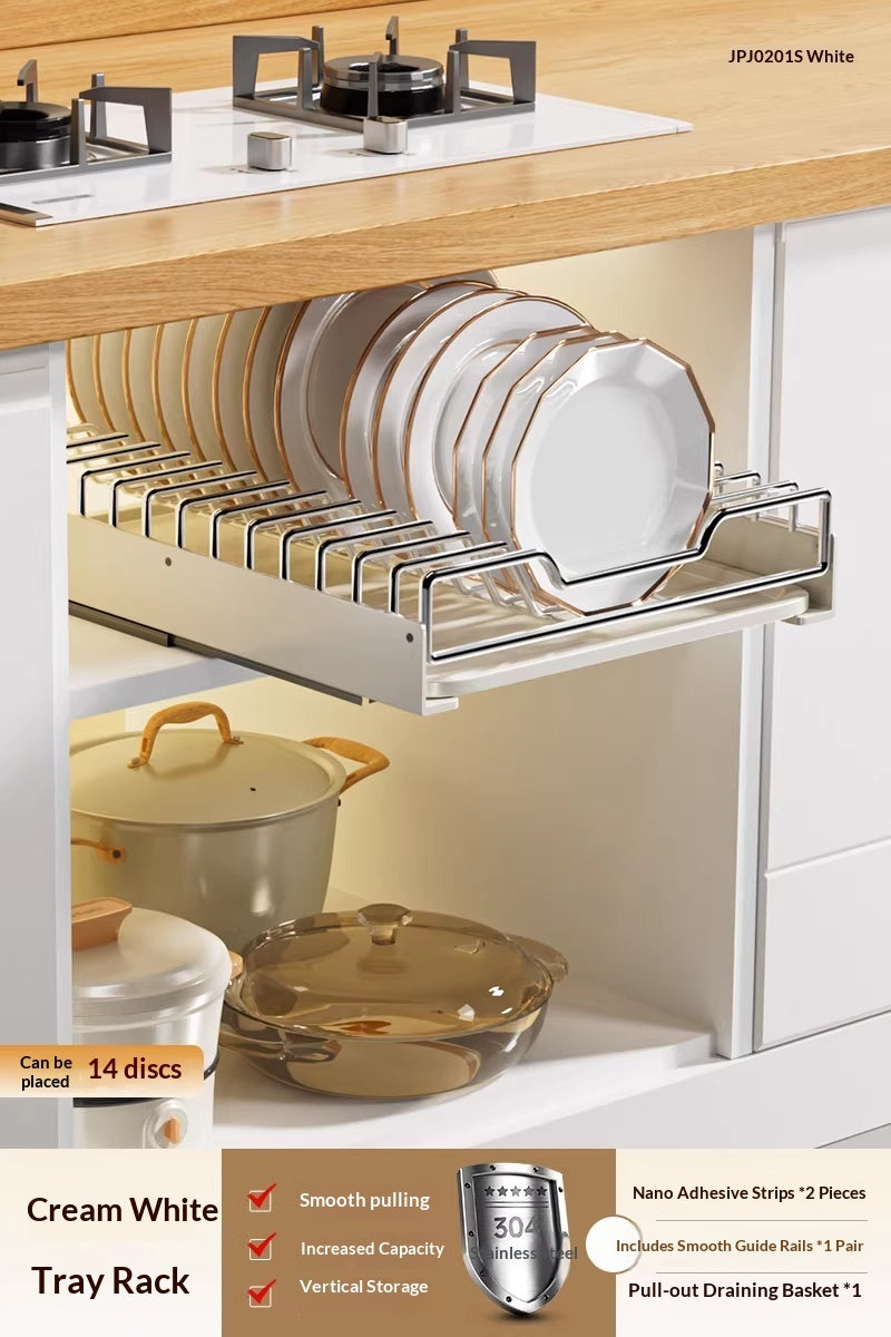 Stainless Steel Pull Out Kitchen Dish Rack Drawer Organizer