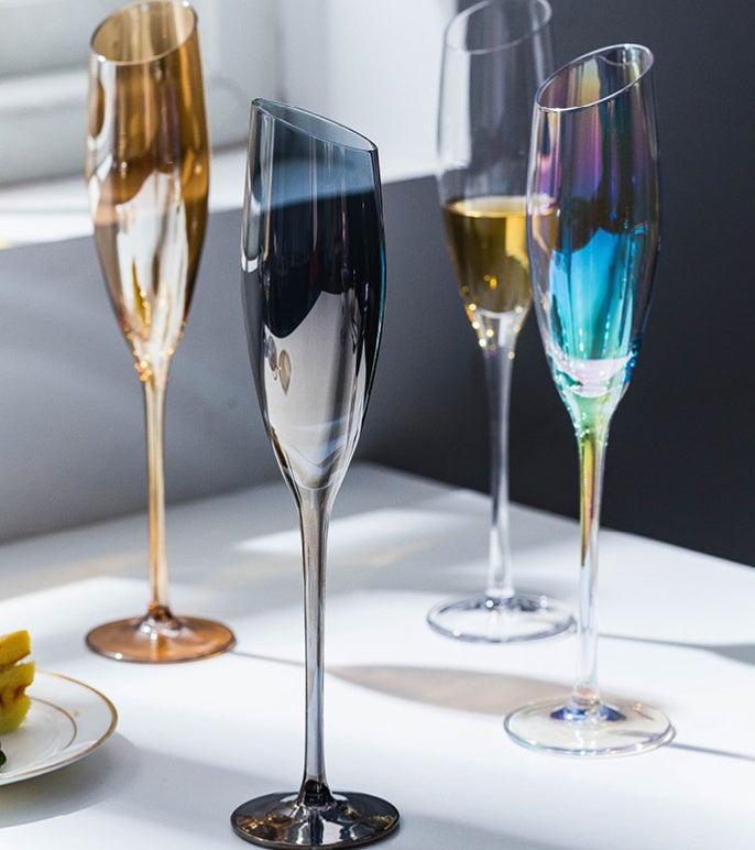 Crystal Goblet Oblique Mouth Elegant Glass High End Drinkware
