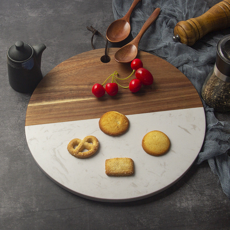 Round Marble Rosewood Composite Cutting Board Kitchen Board