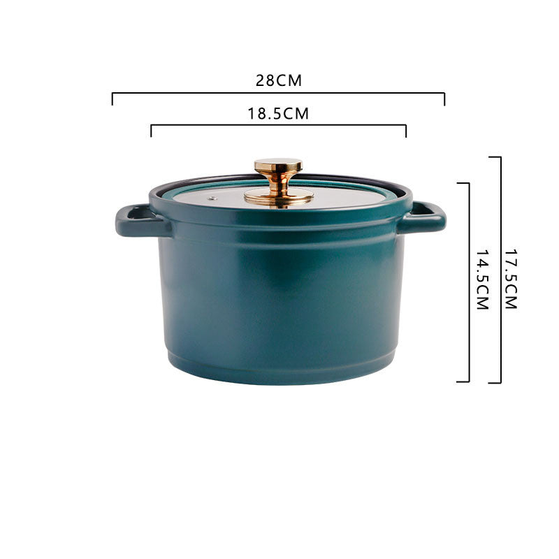 Nordic Style Ceramic Large Capacity Glazed Stock Pot For Cooking Soup