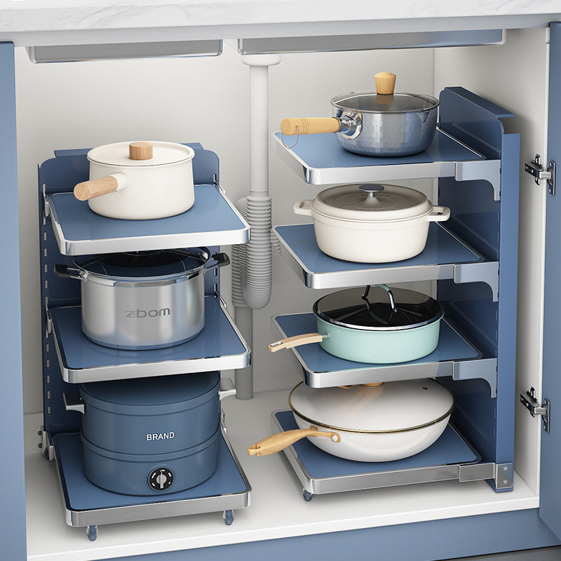 Multi Layer Kitchen Pot Rack Under Sink Storage Shelf