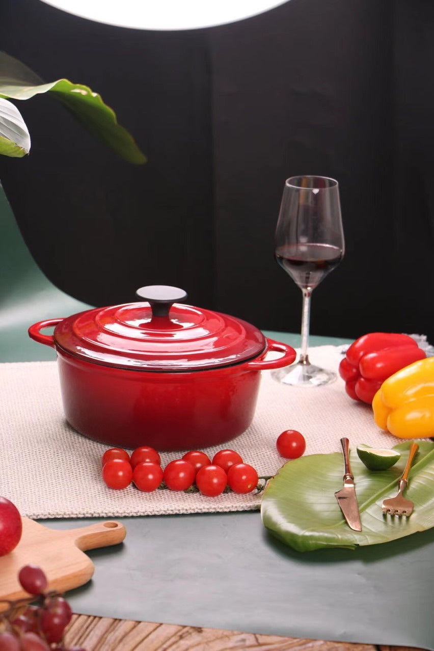Enamel Cast Iron Hat Shaped Stock Stew Pot Universal Use