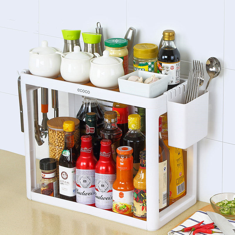 Double Layer Kitchen Knife Rack Storage Shelf Box