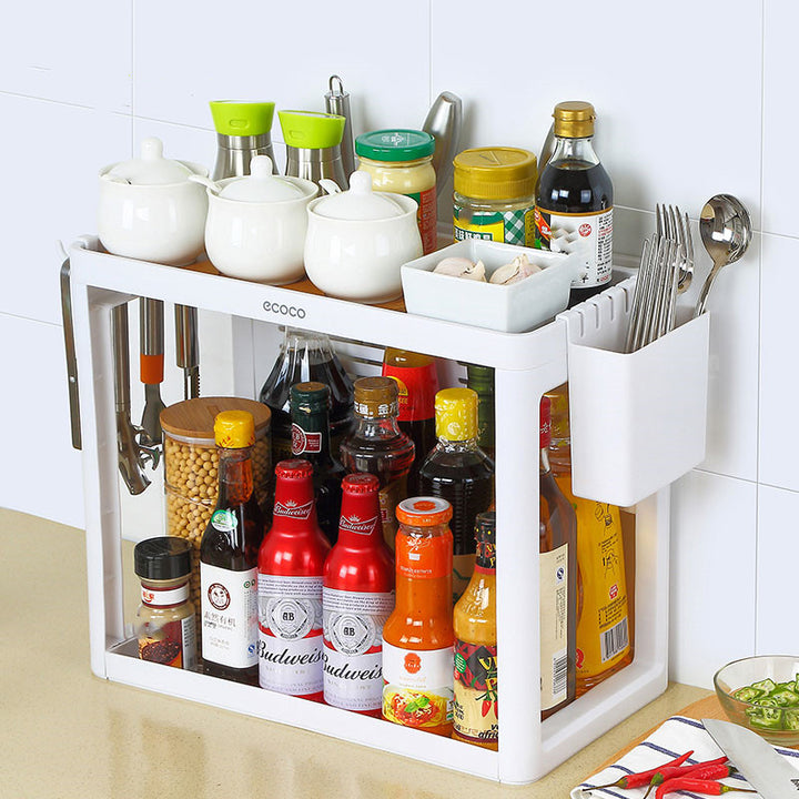 Double Layer Kitchen Knife Rack Storage Shelf Box