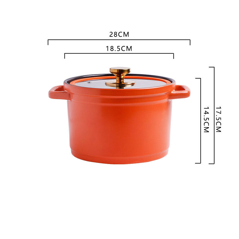 Nordic Style Ceramic Large Capacity Glazed Stock Pot For Cooking Soup