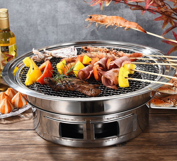 Korean Stainless Steel Charcoal BBQ Grill Commercial Outdoor Use