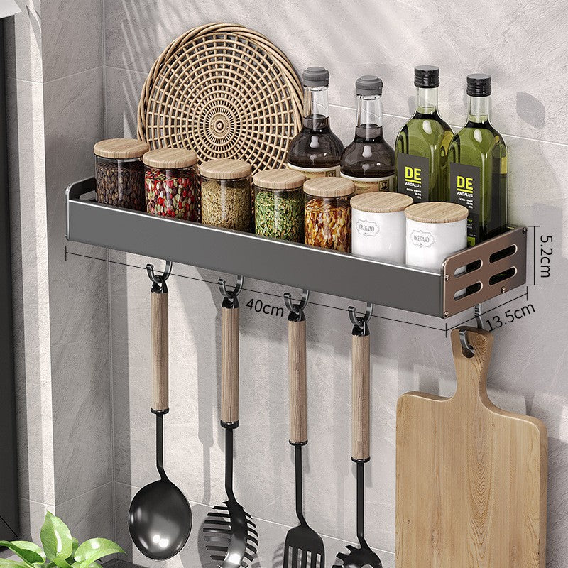 Gun Gray Aluminum Punch-Free Kitchen Storage Rack Multi-Functional