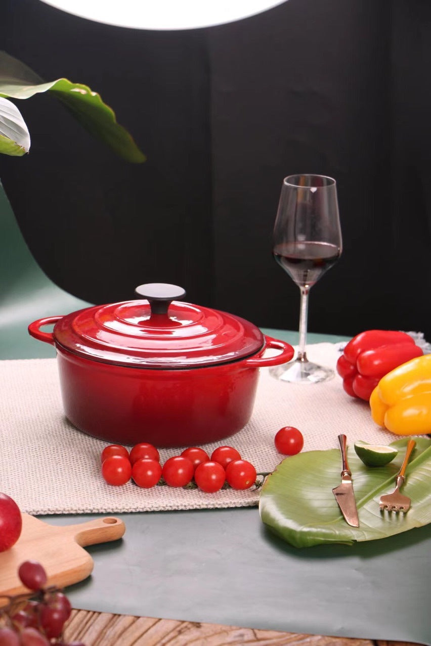 Enamel Cast Iron Hat Shaped Stock Stew Pot Universal Use