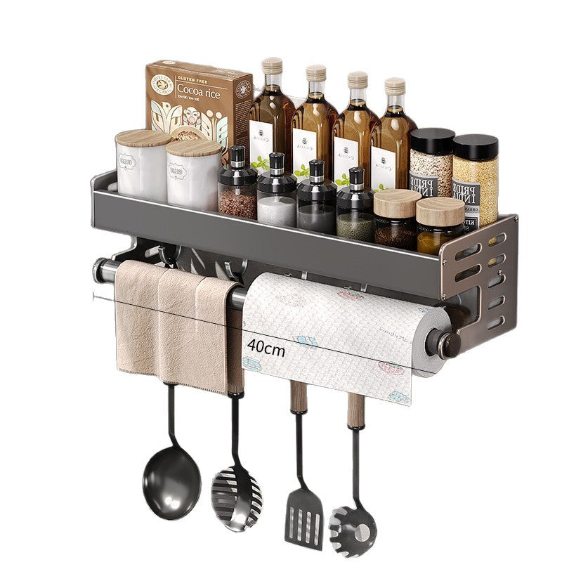 Gun Gray Aluminum Punch-Free Kitchen Storage Rack Multi-Functional