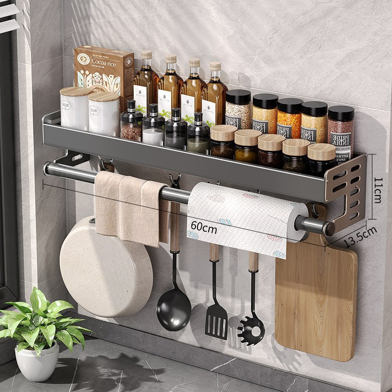 Gun Gray Aluminum Punch-Free Kitchen Storage Rack Multi-Functional