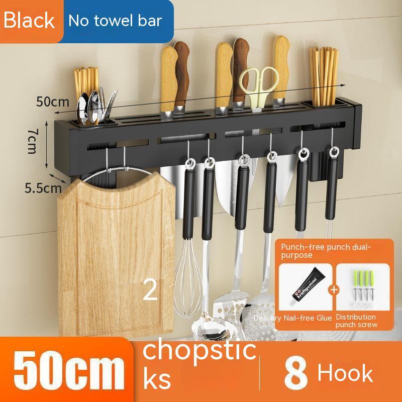 Stainless Steel Kitchen Knife Holder Chopstick Storage Rack Punch-Free