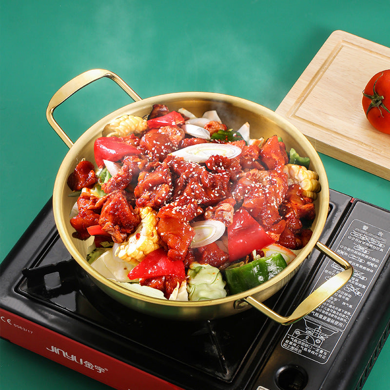Stainless Steel Thickened Double Ear Griddle Cooking Pan