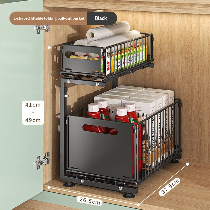 Under Sink Double Layer Pull Out Kitchen Storage Rack
