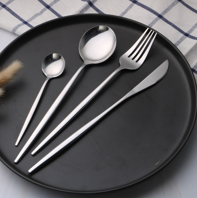 Black Gold Stainless Steel Cutlery Set Western Tableware