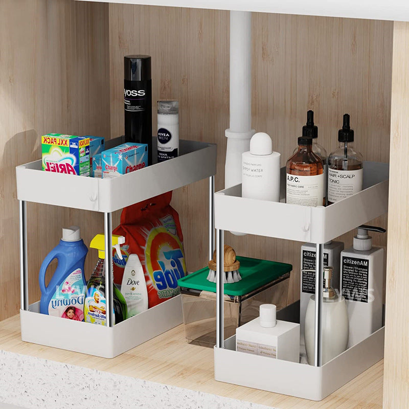 Under Sink Kitchen Storage Organizer Two Tier Drawer Rack