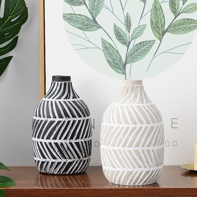 Ceramic Vase Simple Handmade Flower Arrangement Hydroponic Decor