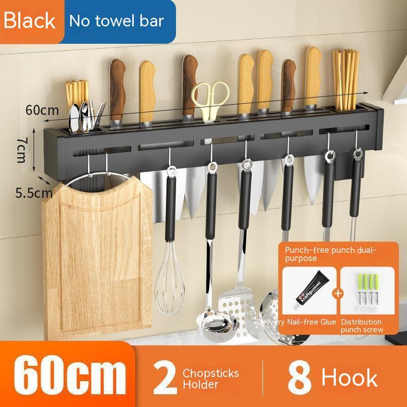 Stainless Steel Kitchen Knife Holder Chopstick Storage Rack Punch-Free