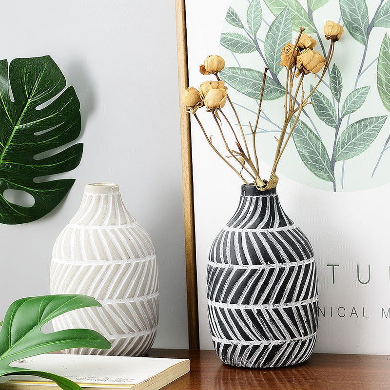 Ceramic Vase Simple Handmade Flower Arrangement Hydroponic Decor