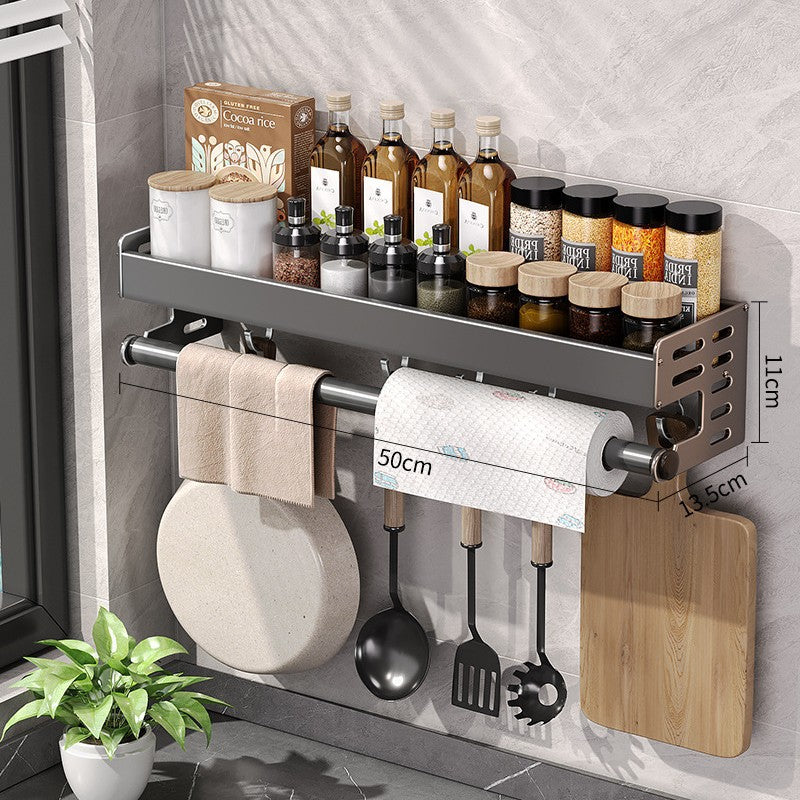 Gun Gray Aluminum Punch-Free Kitchen Storage Rack Multi-Functional