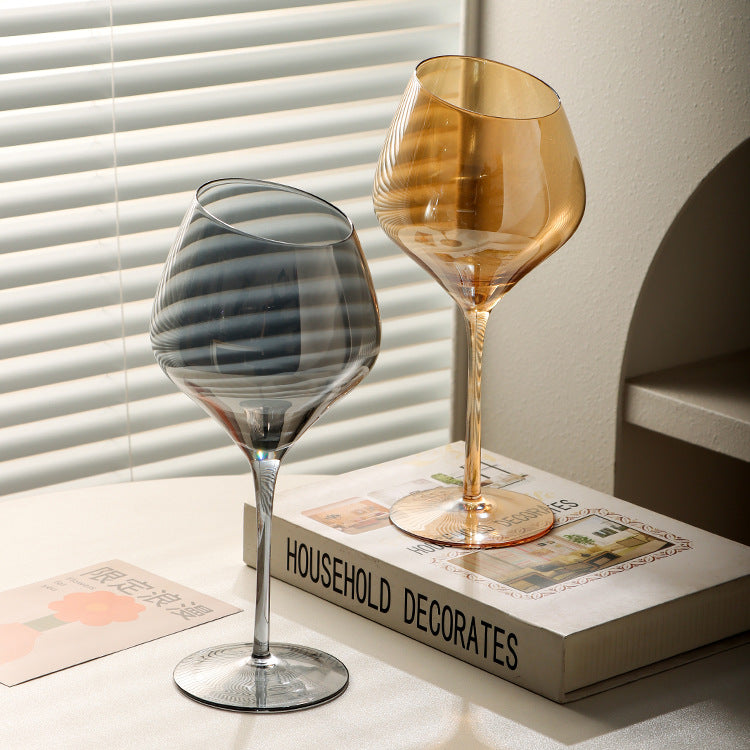 Beveled Crystal Goblet Glass Big Belly Elegant Home Decor