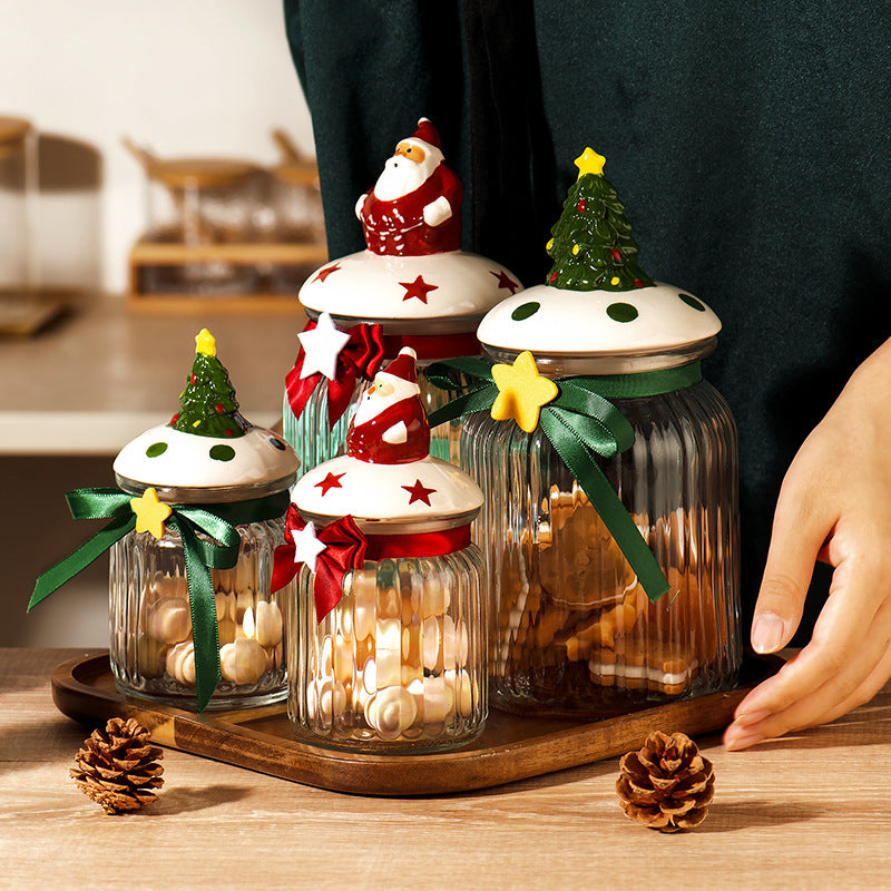 Glass Snack Storage Jar Sealed Candy Biscuit Nut Container