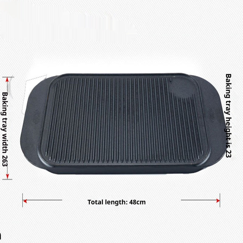 Flat Striped Cast Iron Double Sided Griddle Plate