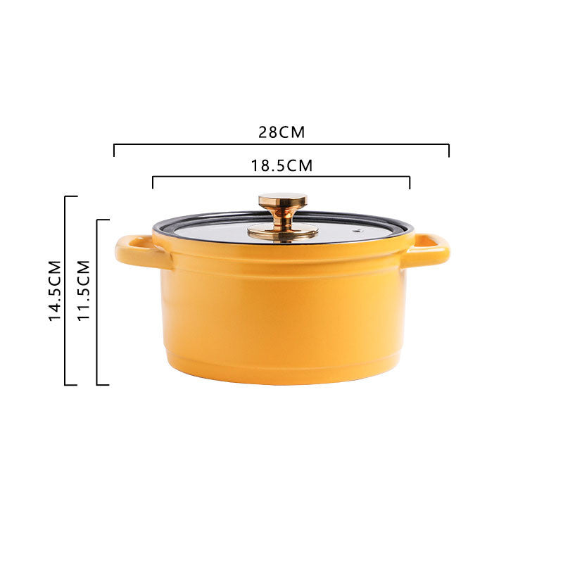 Nordic Style Ceramic Large Capacity Glazed Stock Pot For Cooking Soup