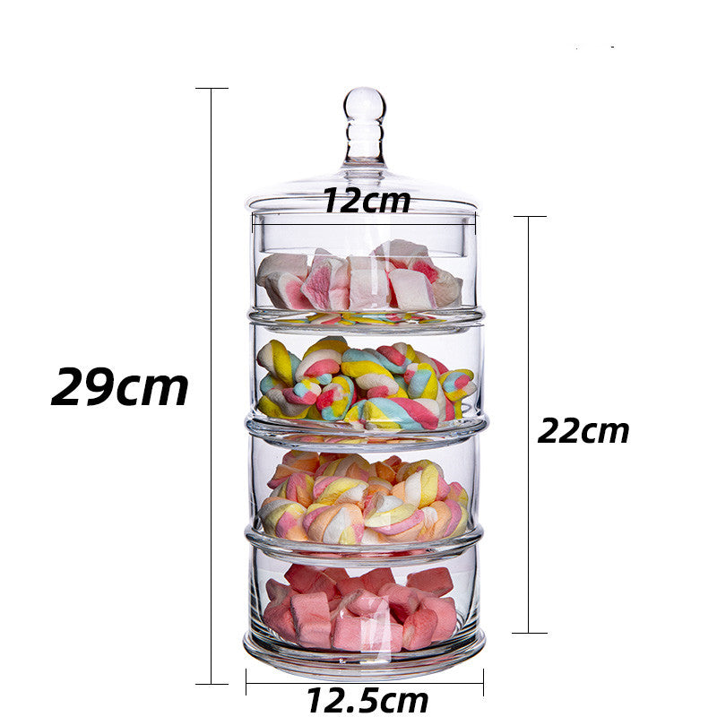 Crystal Glass Candy Jar With Lid Sugar Coffee Storage Bowl