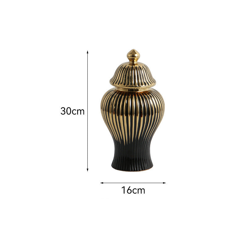 Ceramic Hat-covered Jar Decorative Flower Vase