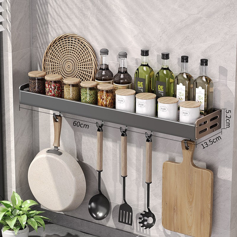 Gun Gray Aluminum Punch-Free Kitchen Storage Rack Multi-Functional