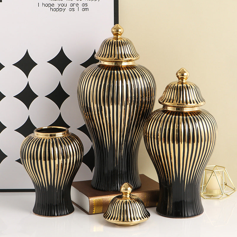 Ceramic Hat-covered Jar Decorative Flower Vase