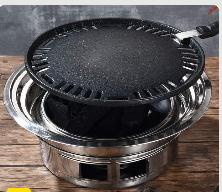 Korean Stainless Steel Charcoal BBQ Grill Commercial Outdoor Use