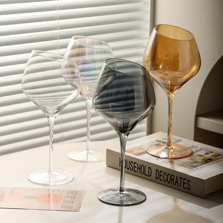 Beveled Crystal Goblet Glass Big Belly Elegant Home Decor